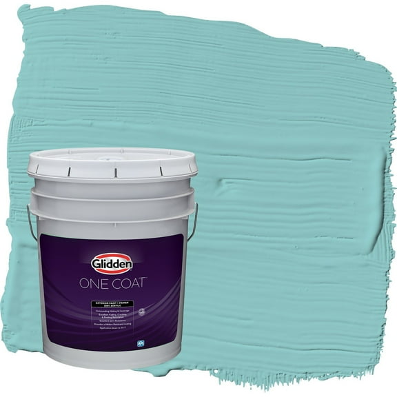 Glidden One Coat Aqua Fiesta / Blue Flat Exterior Paint with Primer, 5 Gallon