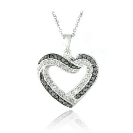 Diamond Open Heart Pendant - 0.50ct. TDW Black & White Diamond Open Heart Necklace