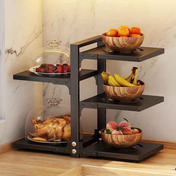 Organizador de Sartenes y Ollas Altura Ajustable Organizador de Tapas de Ollas Metal Porta Sartenes de Cocina Impermeable y Antioxidante Estante Soporte Separador Negro 6 niveles y 1 soporte de tapa