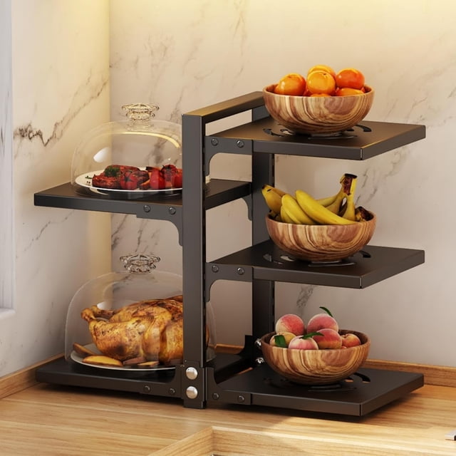 Organizador de Sartenes y Ollas Altura Ajustable Organizador de Tapas de Ollas Metal Porta Sartenes de Cocina Impermeable y Antioxidante Estante Soporte Separador Negro 6 niveles y 1 soporte de tapa