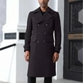 thumbnail image 4 of LNWUY Men's Trench Coat Slim fit Lapel Pocket Button Windbreaker Long Jacket Tweed Coat Casual Windproof Overcoat Black M, 4 of 5