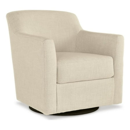 Bowery Hill Coastal Polyester Beige Finish Swivel Accent Chair