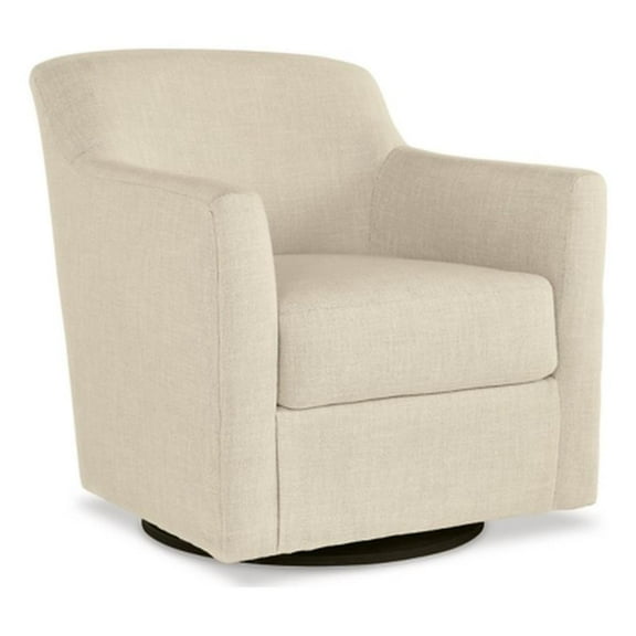 Bowery Hill Coastal Polyester Beige Finish Swivel Accent Chair