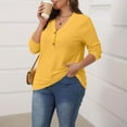 thumbnail image 2 of ZJXFGS Womens Plus Size Casual Shirts Blouses for Women Dressy Long Sleeve Shirt for Women Women Long Sleeve Tops Cute Tops Womens Tops 3/4 Length Sleeve Yellow S, 2 of 5