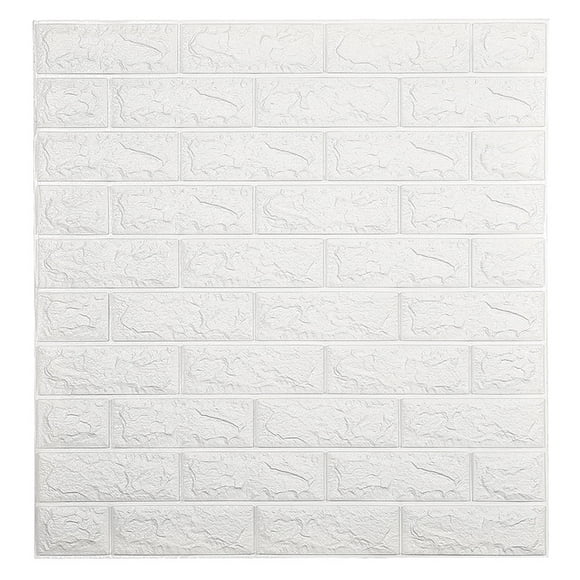 Dundee Deco's Off White Faux Bricks 3D Wall Panel, Peel and Stick Wall Sticker, Self Adhesive Foam Wallpaper Wall Paneling Decor, 2.3ft X 2.5ft, 5.75 sq ft each
