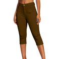 thumbnail image 2 of Asgosdo Women Capris Pants Botton High Waisted Solid Color Slim Fit Pants Cusual Stretchy Going Out with Pockets, 2 of 5