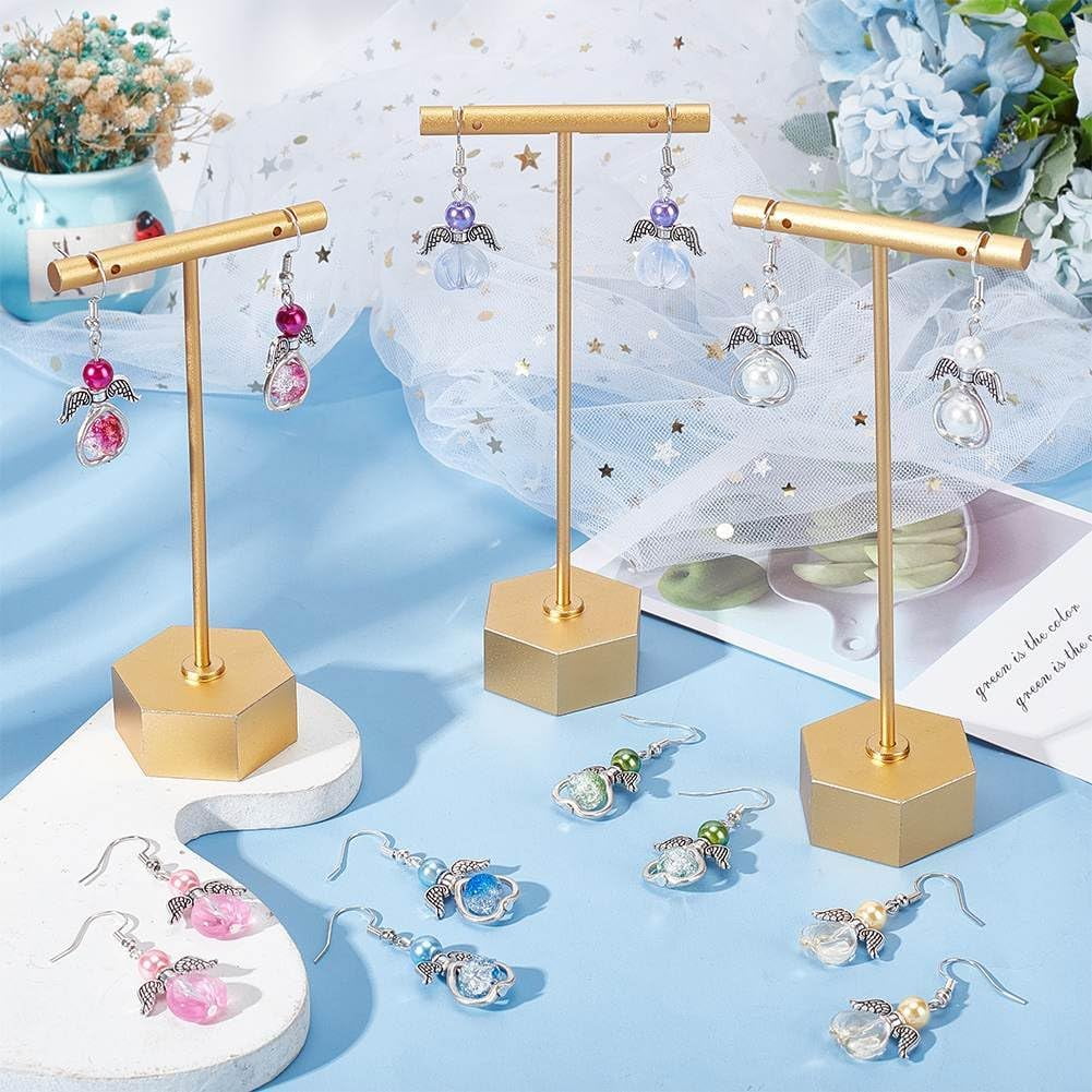 1 Box DIY 20 Pairs Guardian Angel Charms Christmas Beading Angel Beads Earrings Making Starter Kit Wing Bead Heart Frames Round Crackle Spacers for Jewelry Making Kits Women Craft