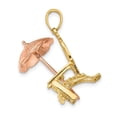 thumbnail image 4 of 14K Yellow, Rose Gold Polished Finish 3-Dimensional Beach Chair with Umbrella Charm Pendant, 4 of 4