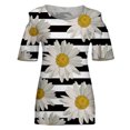 thumbnail image 3 of Birdeem Mode Femme Col Rond Imprimé Manches Courtes T-Shirt Blouse Hauts Chandail en Molleton, 3 of 4