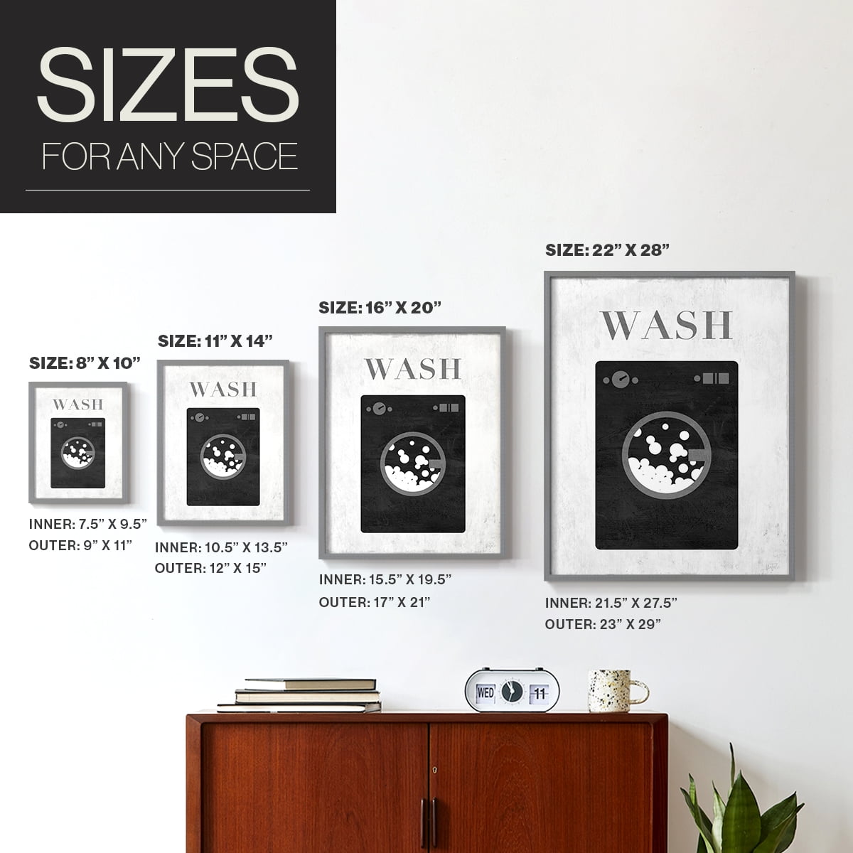 Wash Framed Print in Gray Solid Wood 8 x 10 Framed Print