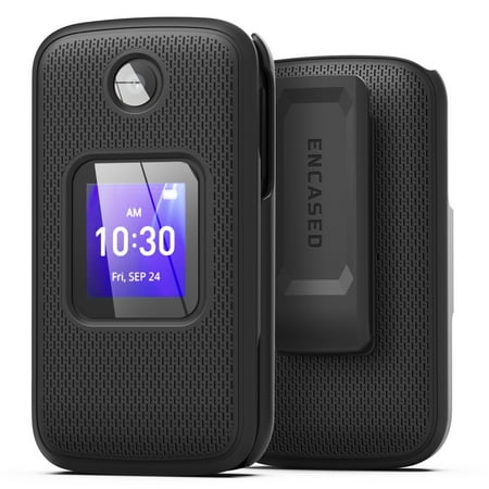 Encased DuraClip Designed for Alcatel Go Flip 4 / TCL Flip Pro Phone Case with Belt Clip and Kickstand Holster (Black)