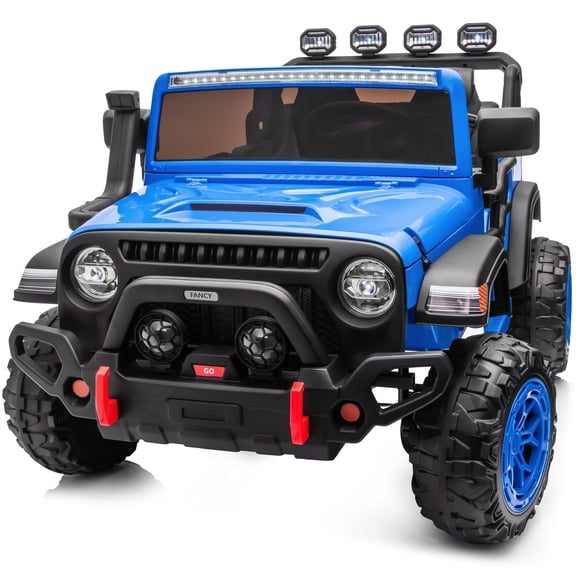 Hikiddo 2-Seater Ride on Car Truck, 12V 7Ah Ride on Toy Electric Car for Kids Boys w/Remote, Bluetooth - Blue