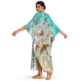 thumbnail image 2 of Xoenoiee Beach Starfish Seashell Print Kaftan Dresses for Women V Neck Summer Swimsuit Cover up Batwing Sleeve Caftan Maxi Beach Dresses Boho Moomoo Dresses, 2 of 7