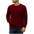 thumbnail image 6 of Crewneck Sweatshirts for Men with Pockets Fleece Lined Long Sleeve Shirts No Hood Mens Casual Solid Color Pullover Thermal Athletic Sweatshirt Tops, 6 of 8