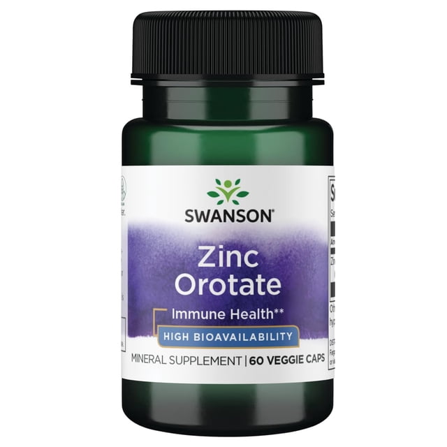 Suplemento de orotato de zinc Swanson 10 mg de zinc elemental 60 cápsulas