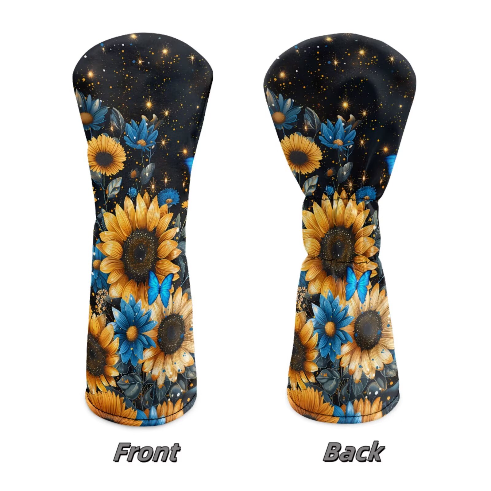 Uorisanigo Golf Headcovers Set, 3pcs Golf Club Head Covers - Sunflower Blue Butterfly Driver Headcover Fits up to 460cc Drivers, Golfs Fairway Wood Headcover and Hybrid Head Cover