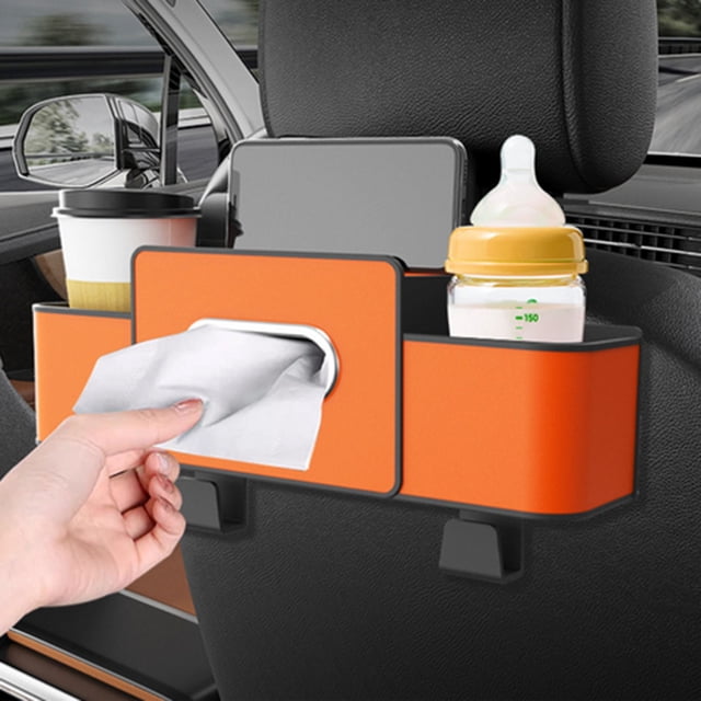 BotaniNest Car Multifunctional Seat Back Storage Bag Car Back Seats Organizer With Tissue Holder And Hooks Universal Headrest Hanging Seat Backs Bag For All Cars