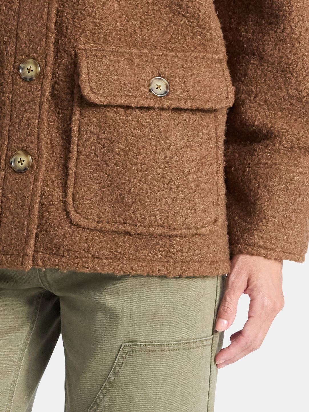 Time and Tru Women's Boucle Utility Shacket, Midweight, Sizes XS-XXXL