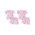 thumbnail image 3 of Toddler Girl Summer Outfits Cherry Print Crew Neck Short Sleeve Tops Elastic Waist Shorts 2Pcs Clothes Set, 3 of 9