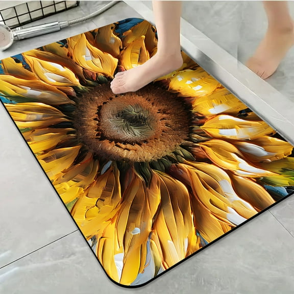 1pc Sunflower Close up Bathroom Rug Bathroom Decor and Accessories- Durable,Anti Slip,And Quick Drying,Suitable For Indoor/outdoor Use - Perfect For Bathrooms,Bedrooms,Kitchens