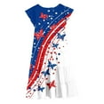 thumbnail image 5 of Weebloom Little Girls Dresses,4Th Of July Print Flutter Sleeve Tiered Red White Blue Patriotic A Line With Pockets Casual Party Kids Dress For Girls,6-7 Years, 5 of 5