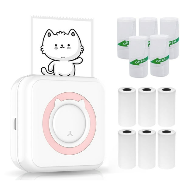 Impresora fotográfica todo en uno Impresora portátil multifunción Mini impresora instantánea inalámbrica Compatible con conexión BT para teléfono inteligente con 6 rollos de papel térmico y 5 rollos d