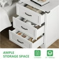 thumbnail image 4 of Nightstand with 3 Drawers, 24" Wide Farmhouse Bedside End Table, Rustic Wood Side Table Night Stand with Mental Handle, Tall Modern Small Dresser Chest of Drawers for Bedroom, Living Room, White, 4 of 7