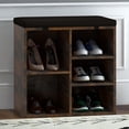 thumbnail image 3 of Shoe Bench, 51 Inch Shoe Storage Bench with Cushion, 5 Cubbies Shoe Rack with Adjustable Shelves, Shoe Organizer Cabinet for Entryway Living Room Bedroom, Rustic Brown, 3 of 7