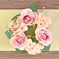 thumbnail image 5 of Artificial Rose Embroidery Ball Flower 3 Inches Candle Rings Wreaths Center Eucalyptus Leaves Wreaths Small Boho Wreath Pillar Candle Holder for Easter Wedding Home Door Tabletop Decoration, 5 of 6