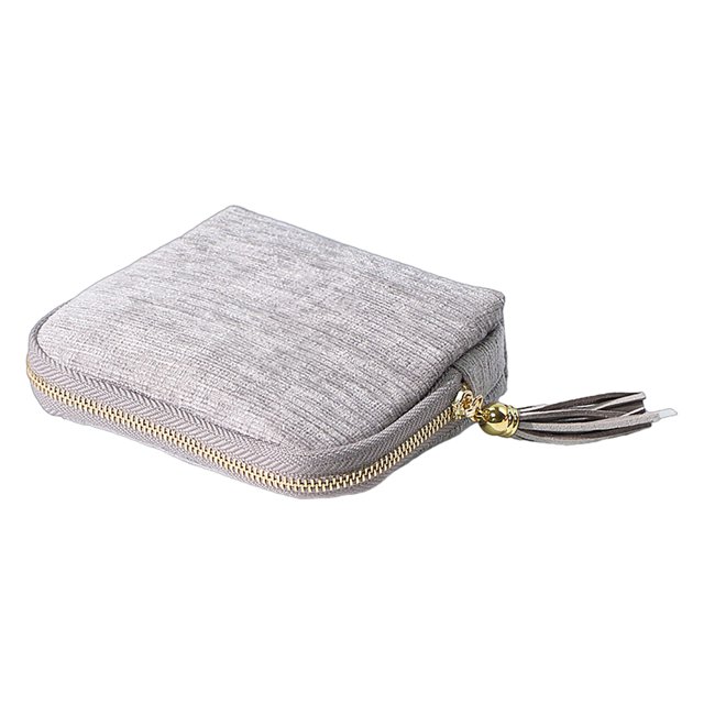Visland Small Travel Jewelry Case 5 Compartments Portable Mini Jewelry Box with Tassel Zipper Soft Velvet Organizer Pouch for Rings Bracelets Bangles Cards