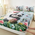thumbnail image 3 of Castle Fairy Floral Panda 3pcs Twin Sheet Sets,Cartoon Animal Twin Fitted Sheet,Love Heart Print Breathable Flat Sheet,Ultra Soft Wildlife Home Decor, 3 of 7