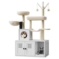 thumbnail image 2 of 2-in-1 Modern Cat Litter Box Enclosure Cat Tree Tower with Scratching Post, Hammock & Perch, 2 of 8
