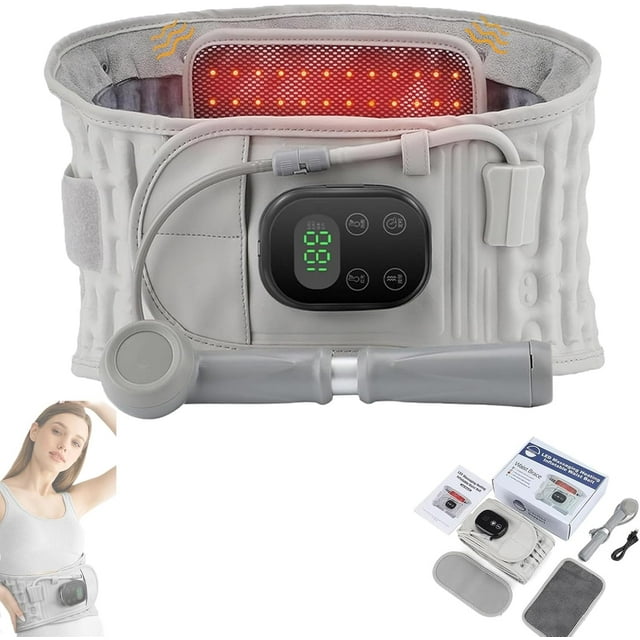 Lupps 3-in-1 Back Belt, Nuviol 3-in-1 Backbelt, with Heat & Vibration for Ultimate Comfort, Adjustable Backs Support Brace with LED Display, Breathable (Manual Inflation)
