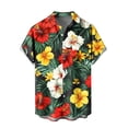 thumbnail image 4 of Yaoyar Mens Hawaiian Print Summer Button Front Cardigan Camp Collar Tropical Design Lightweight Casual Pullover Shirt, 4 of 4