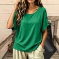 thumbnail image 5 of Uootdi Women's Tops Short Sleeve Crew Neck Side Button Blouses Bohemian Casual Style Lightweight Breathable Relaxed Fit Shirts Gift, 5 of 6