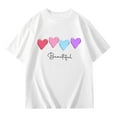 thumbnail image 6 of MIXUE Kids Girls Tops & T-Shirts Summer Heart Print Crew Neck Short Sleeve Casual Basic Pullover Tee Shirts Activewear,White,9-10 Years, 6 of 6