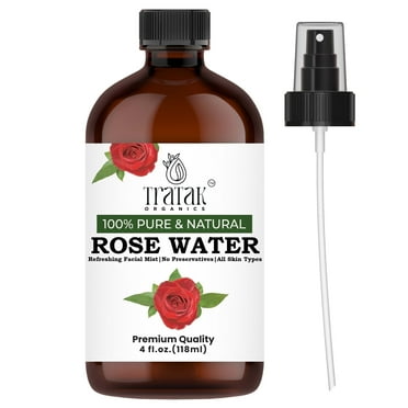 TRATAK ORGANICS Natural Rose Water, Hydrating Mist Spray for Skin Hair Care, Made Without Alcohol, 4 oz