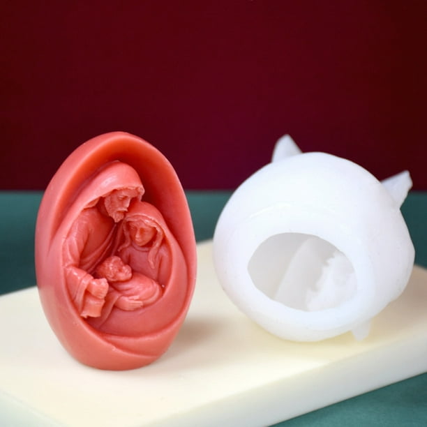 Molde de Vela Familiar, Estatuilla de JesúS, Molde de Silicona Hecho una Mano, Regalo 3D, DecoracióN del Hogar de Navidad, Molde DIY