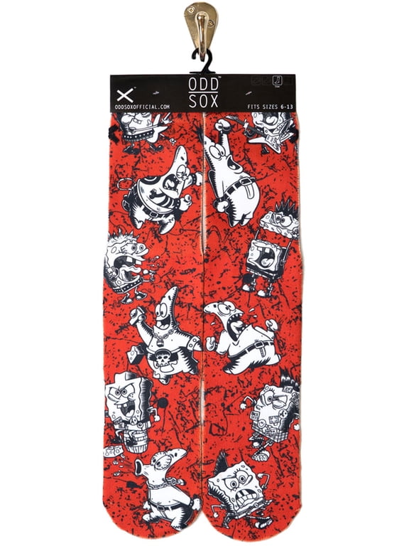 Punk Rock Sponge Bob and Patrick Crew Socks, 6-13