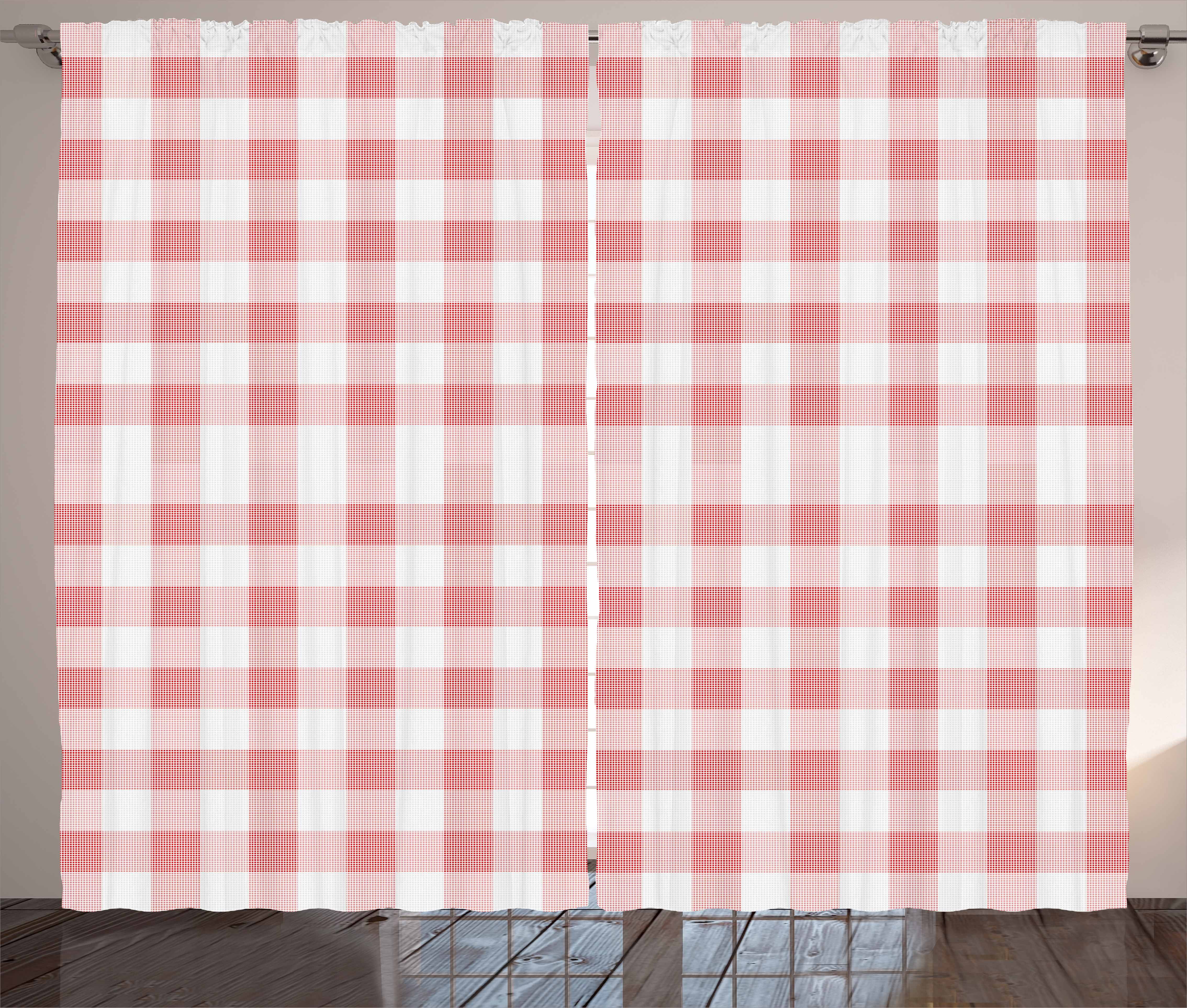 Checkered Curtains 2 Panels Set Picnic In Countryside Themed