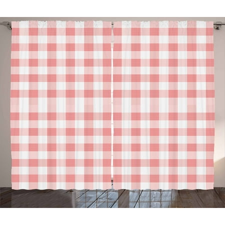 Checkered Curtains 2 Panels Set Picnic In Countryside Themed