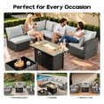 thumbnail image 2 of Vcatnet 6 Pieces Outdoor Patio Furniture with Fire Pit, Wicker Outdoor Conversation Set, Outdoor Sectional with Coffee Table, Gray, 2 of 9