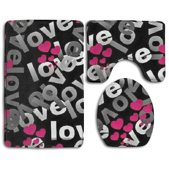 ABPHQTO Amor Juego de alfombras de baño de 3 piezas Alfombra de baño Alfombra de contorno y tapa de inodoro ABPHQTO Cont-CHAPPLE-30549