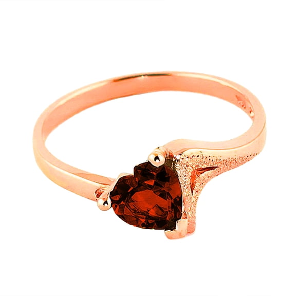 Galaxy Gold 14K Rose Gold Natural Heart-Shaped Garnet Heart Ring - January Birthstone - Energy & Devotion - Sizes 5.5 to 11 - Fine Jewelry for Women