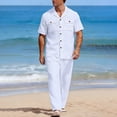 thumbnail image 4 of StSilkitty Mens 2 Piece Sets Solid Color Short Sleeve Button down Collared Shirts and Pants Outfits with Pockets Lightweight Casual Set, 4 of 8