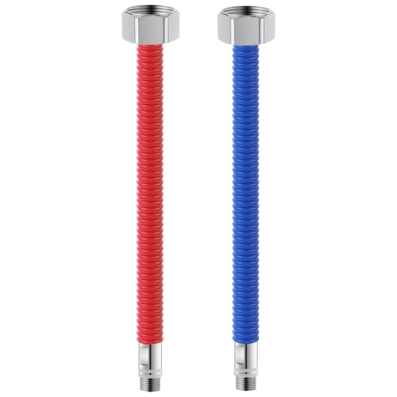 2 Pcs Flexible Stainless Steel Corrugated Faucet Connector, 47.2 in / 120 cm Hot and Cold Color Faucet Hose, for Kitchen and Lavatory Faucets