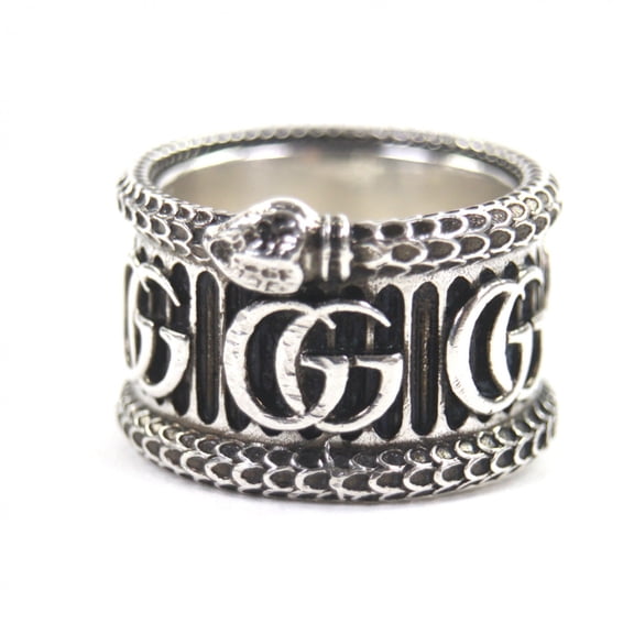Pre-Owned GUCCI Snake Double G AG925 Ring, Silver, Size 14 (Japanese equivalent), Comes with...