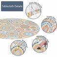 thumbnail image 3 of Mandala Ornament Tablecloth Round Flowers Leaves Round Flower Geometric Figure Orange Blue Dots Wipeable Tablecloth Cover Table Cover for Dining Room 44 inch, 3 of 4