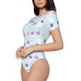 thumbnail image 2 of The Xecao Rabbit In The Rain Women's Crew Neck Body Suit, a short-sleeved bodysuit and basic swimsuit, both comfort and style for dating and daily life, 2 of 9