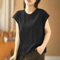 thumbnail image 2 of fatyb Womens Summer Tops Cap Sleeve Casual T Shirts Crew Neck Comfort Loose Beach Vacation Tee Blouses, 2 of 5